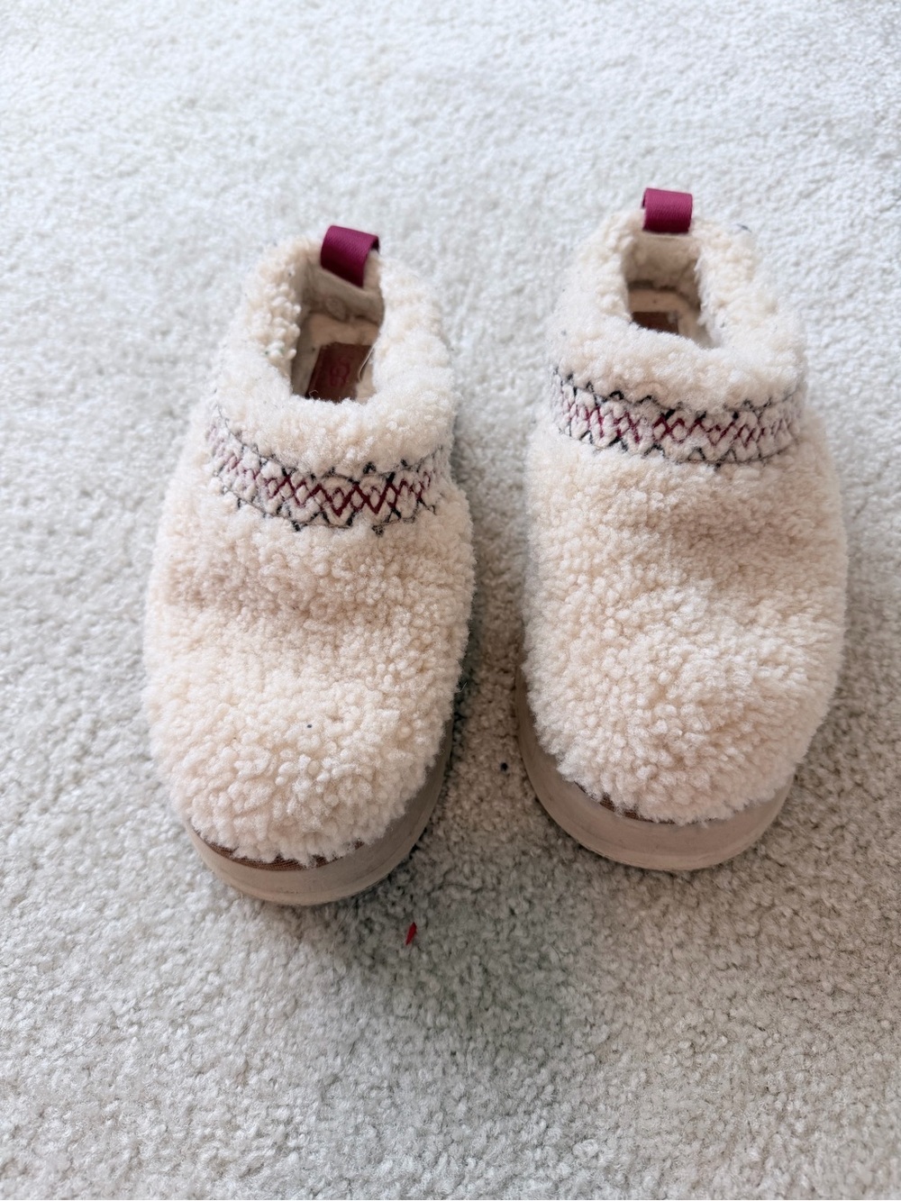 UGG Tazz Braid Platform Mule Slippers White Borg Shearling Clog Womens Size 7 - Picture 3 of 12